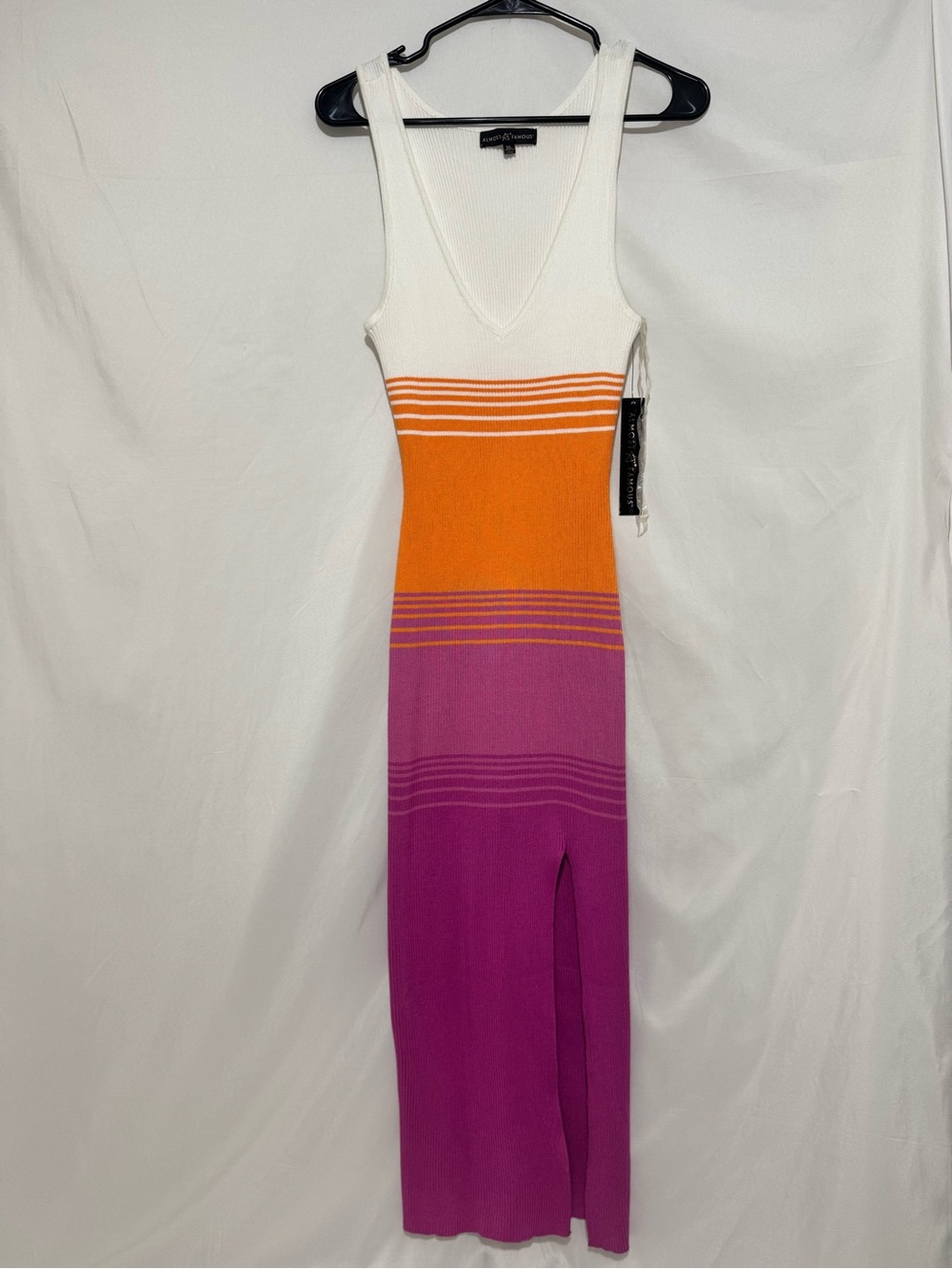Almost Famous Colorblock Maxi Dress in White, Orange & Purple